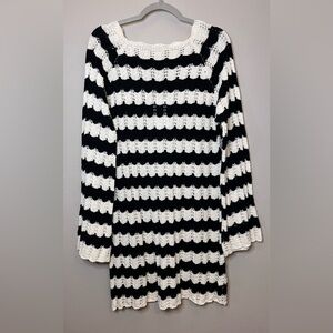 Jumelle - Striped Long-Sleeve Crochet Dress NWT
